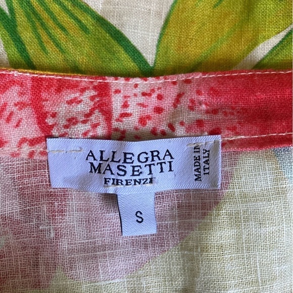 Allegra Masetti Tropical Print Linen Shirt Dress Midi NWOT - Picture 10 of 13